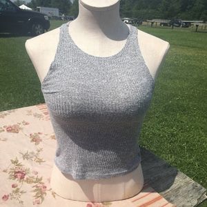 Gray Ribbed Tank Top